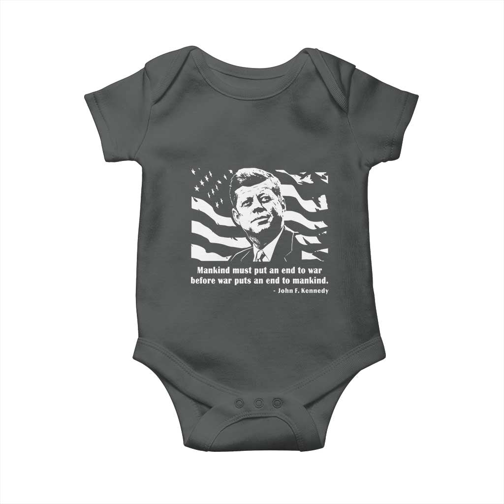 John F Kennedy Quote Baby Onesie American Flag US President TS14 Dark Heather Print Your Wear