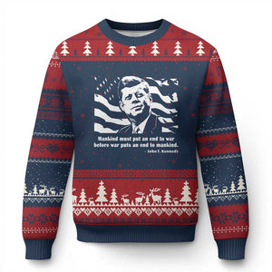 John F Kennedy Quote Ugly Christmas Sweater American Flag US President TS14 Navy Red Print Your Wear
