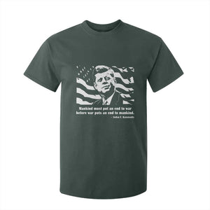 John F Kennedy Quote T Shirt For Kid American Flag US President TS14 Dark Forest Green Print Your Wear