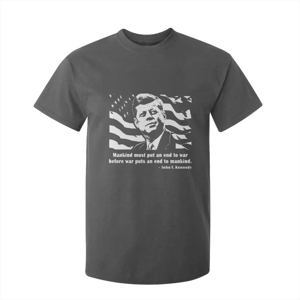 John F Kennedy Quote T Shirt For Kid American Flag US President TS14 Dark Heather Print Your Wear
