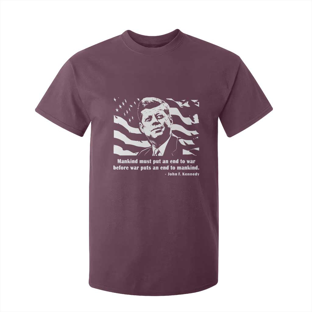 John F Kennedy Quote T Shirt For Kid American Flag US President TS14 Maroon Print Your Wear