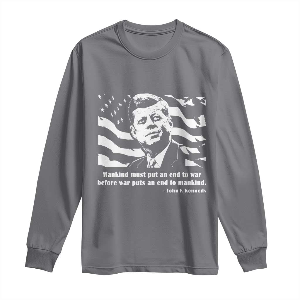 John F Kennedy Quote Long Sleeve Shirt American Flag US President TS14 Charcoal Print Your Wear