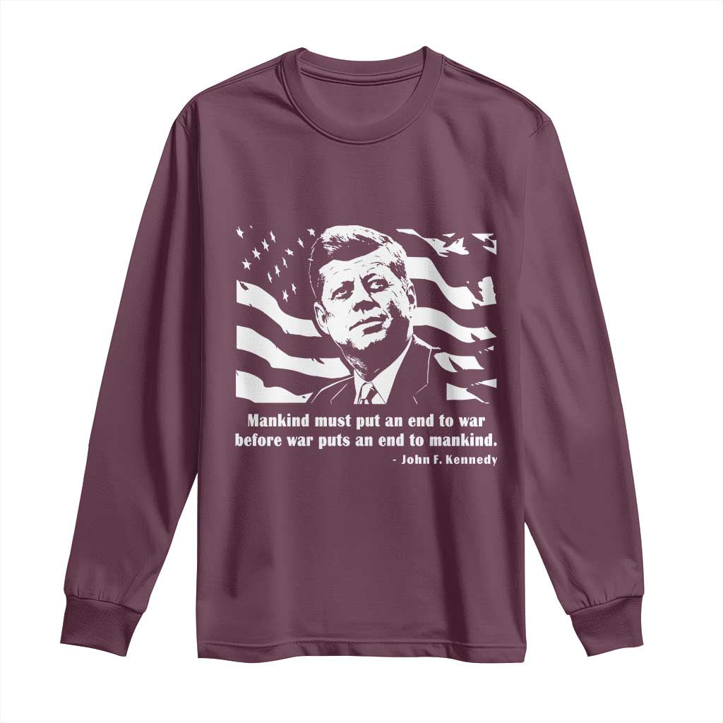 John F Kennedy Quote Long Sleeve Shirt American Flag US President TS14 Maroon Print Your Wear