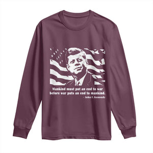 John F Kennedy Quote Long Sleeve Shirt American Flag US President TS14 Maroon Print Your Wear