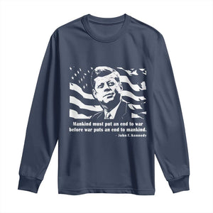 John F Kennedy Quote Long Sleeve Shirt American Flag US President TS14 Navy Print Your Wear