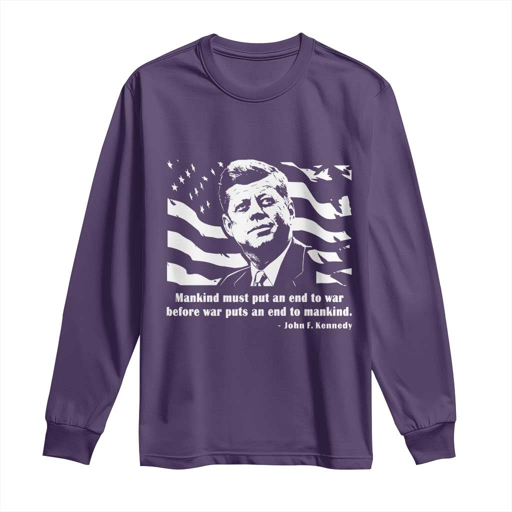 John F Kennedy Quote Long Sleeve Shirt American Flag US President TS14 Purple Print Your Wear