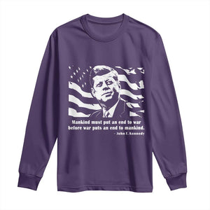 John F Kennedy Quote Long Sleeve Shirt American Flag US President TS14 Purple Print Your Wear
