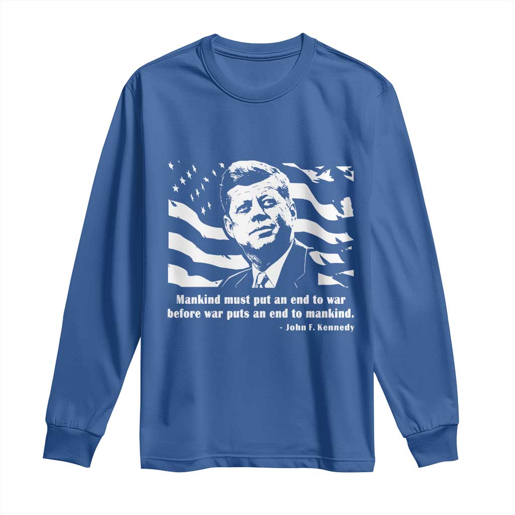 John F Kennedy Quote Long Sleeve Shirt American Flag US President TS14 Royal Blue Print Your Wear