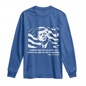 John F Kennedy Quote Long Sleeve Shirt American Flag US President TS14 Royal Blue Print Your Wear