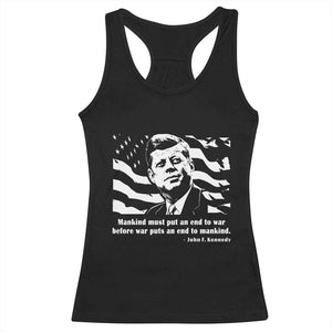 John F Kennedy Quote Racerback Tank Top American Flag US President TS14 Black Print Your Wear