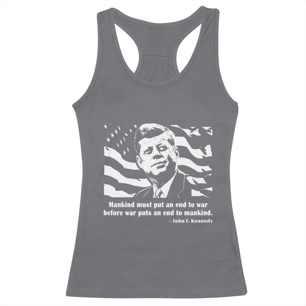 John F Kennedy Quote Racerback Tank Top American Flag US President TS14 Charcoal Print Your Wear