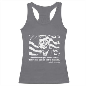 John F Kennedy Quote Racerback Tank Top American Flag US President TS14 Charcoal Print Your Wear