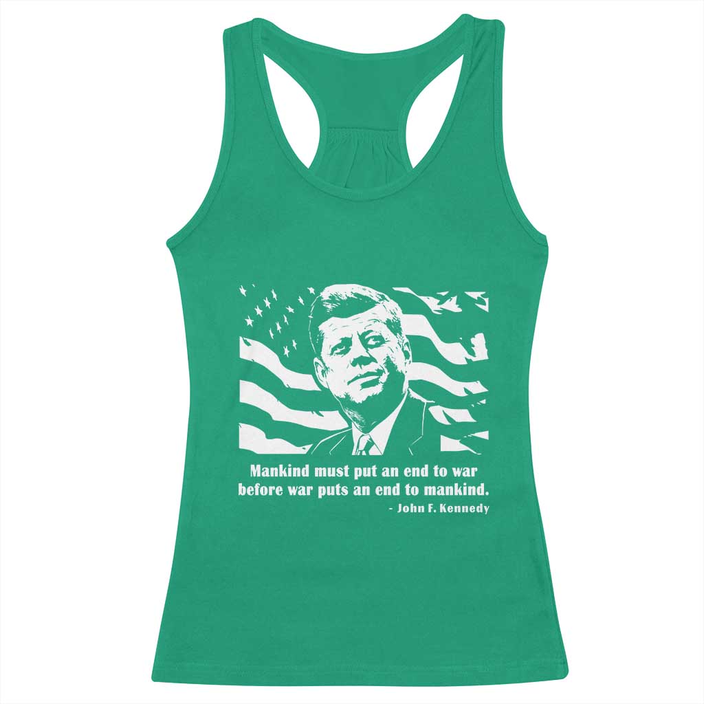 John F Kennedy Quote Racerback Tank Top American Flag US President TS14 Irish Green Print Your Wear