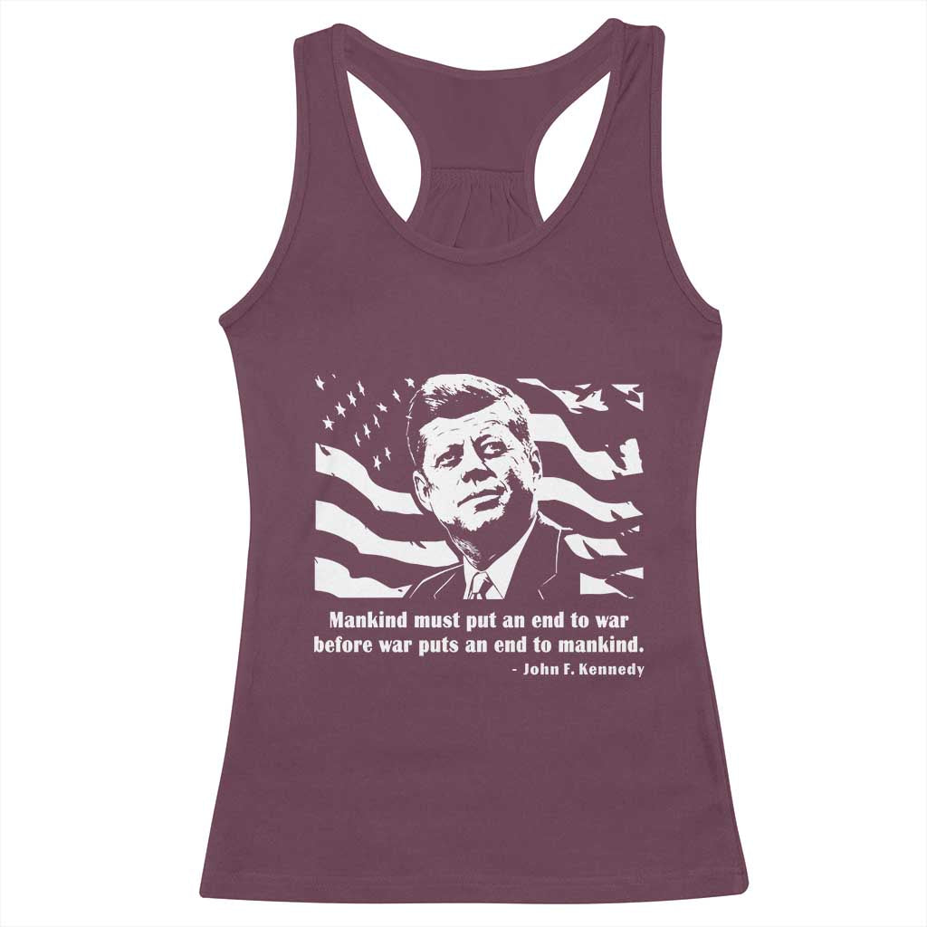 John F Kennedy Quote Racerback Tank Top American Flag US President TS14 Maroon Print Your Wear