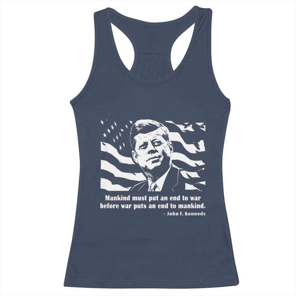 John F Kennedy Quote Racerback Tank Top American Flag US President TS14 Navy Print Your Wear