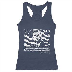 John F Kennedy Quote Racerback Tank Top American Flag US President TS14 Navy Print Your Wear