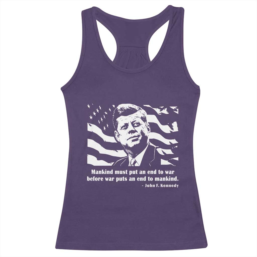John F Kennedy Quote Racerback Tank Top American Flag US President TS14 Purple Print Your Wear