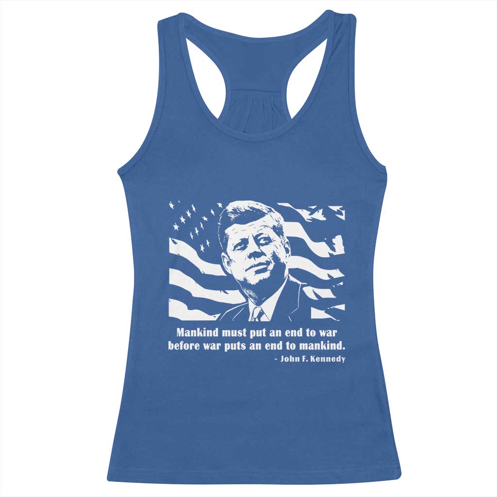 John F Kennedy Quote Racerback Tank Top American Flag US President TS14 Royal Blue Print Your Wear