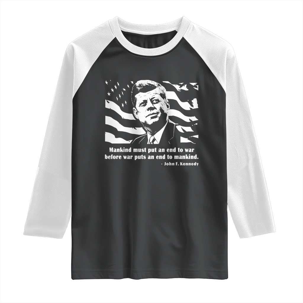 John F Kennedy Quote Raglan Shirt American Flag US President TS14 Black White Print Your Wear