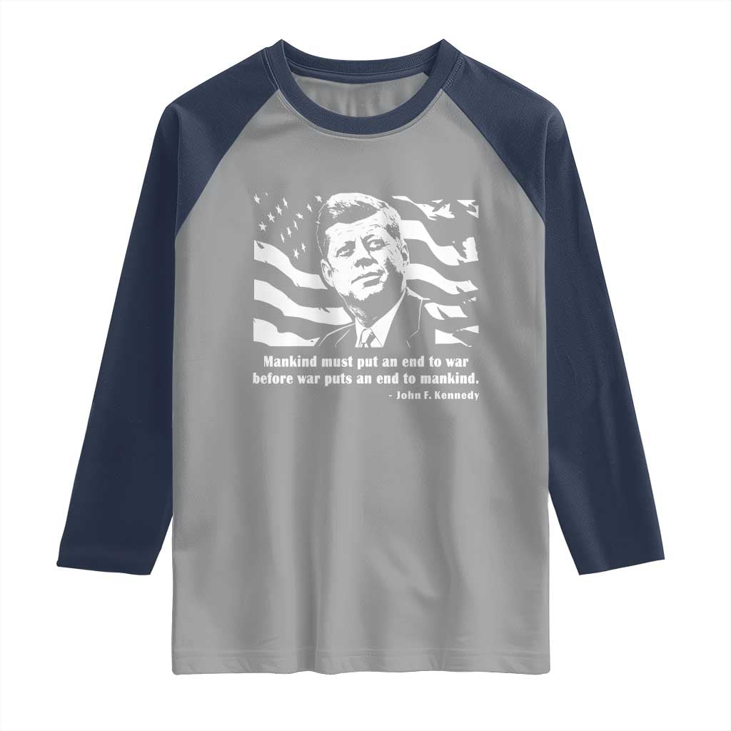John F Kennedy Quote Raglan Shirt American Flag US President TS14 Sport Gray Navy Print Your Wear