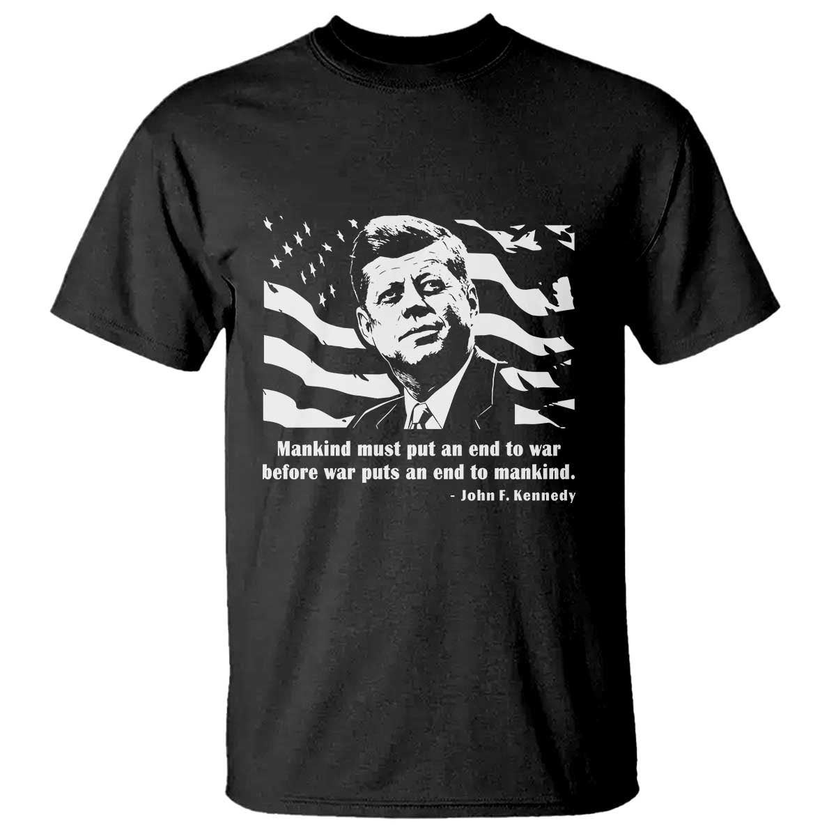 John F Kennedy Quote T Shirt American Flag US President TS14 Black Print Your Wear