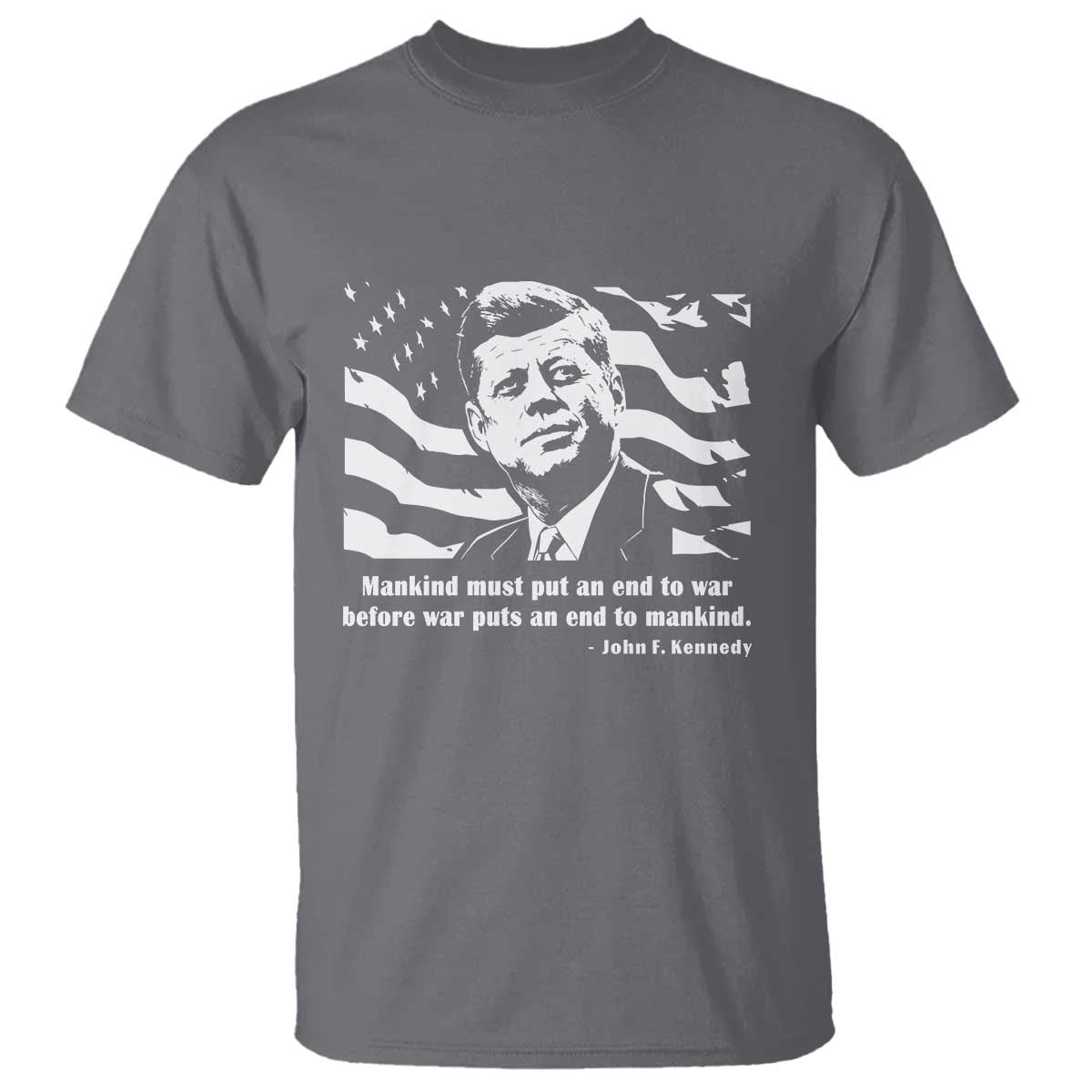 John F Kennedy Quote T Shirt American Flag US President TS14 Charcoal Print Your Wear