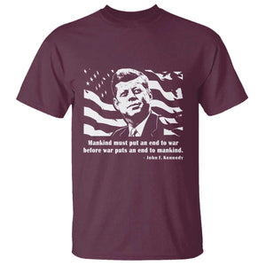 John F Kennedy Quote T Shirt American Flag US President TS14 Maroon Print Your Wear