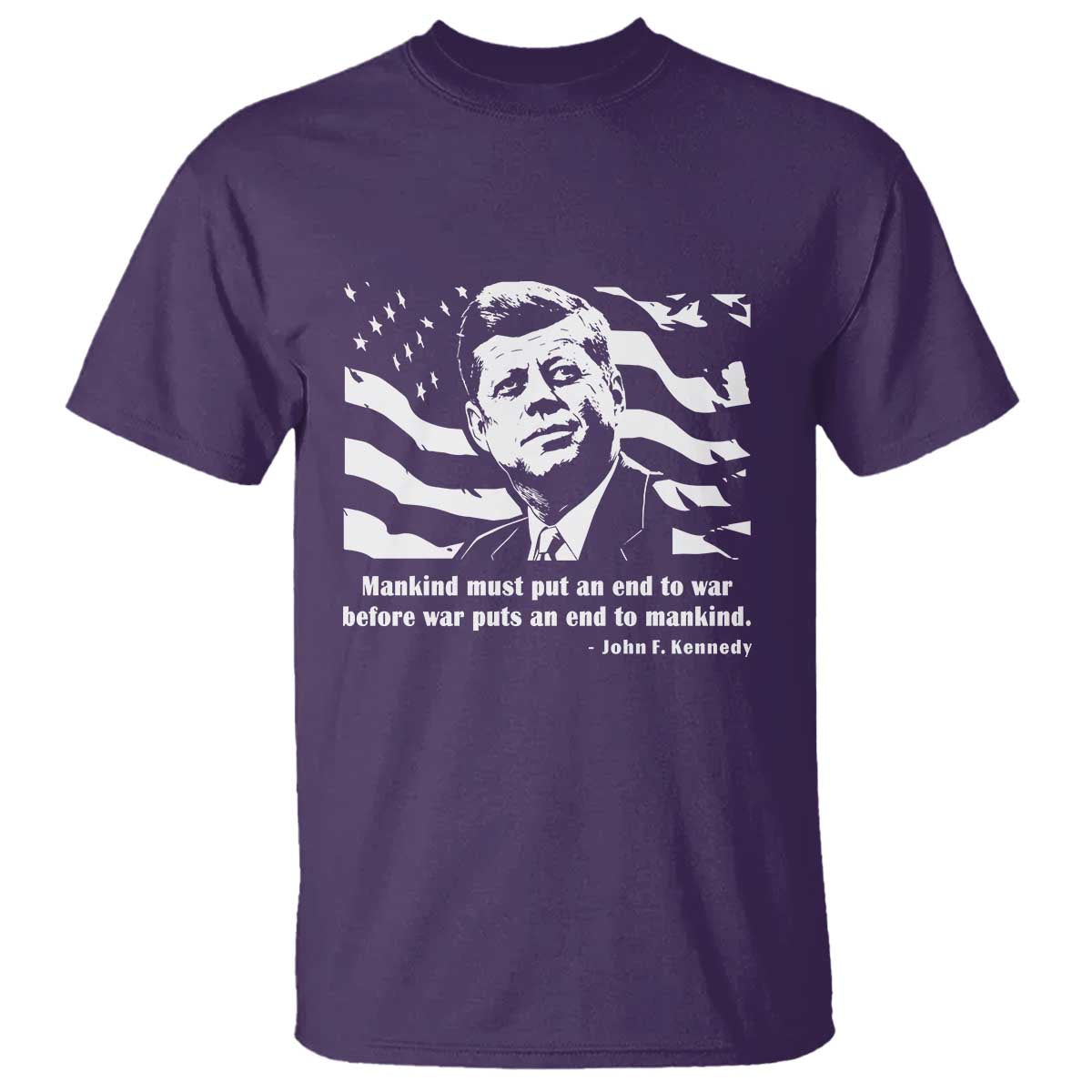 John F Kennedy Quote T Shirt American Flag US President TS14 Purple Print Your Wear