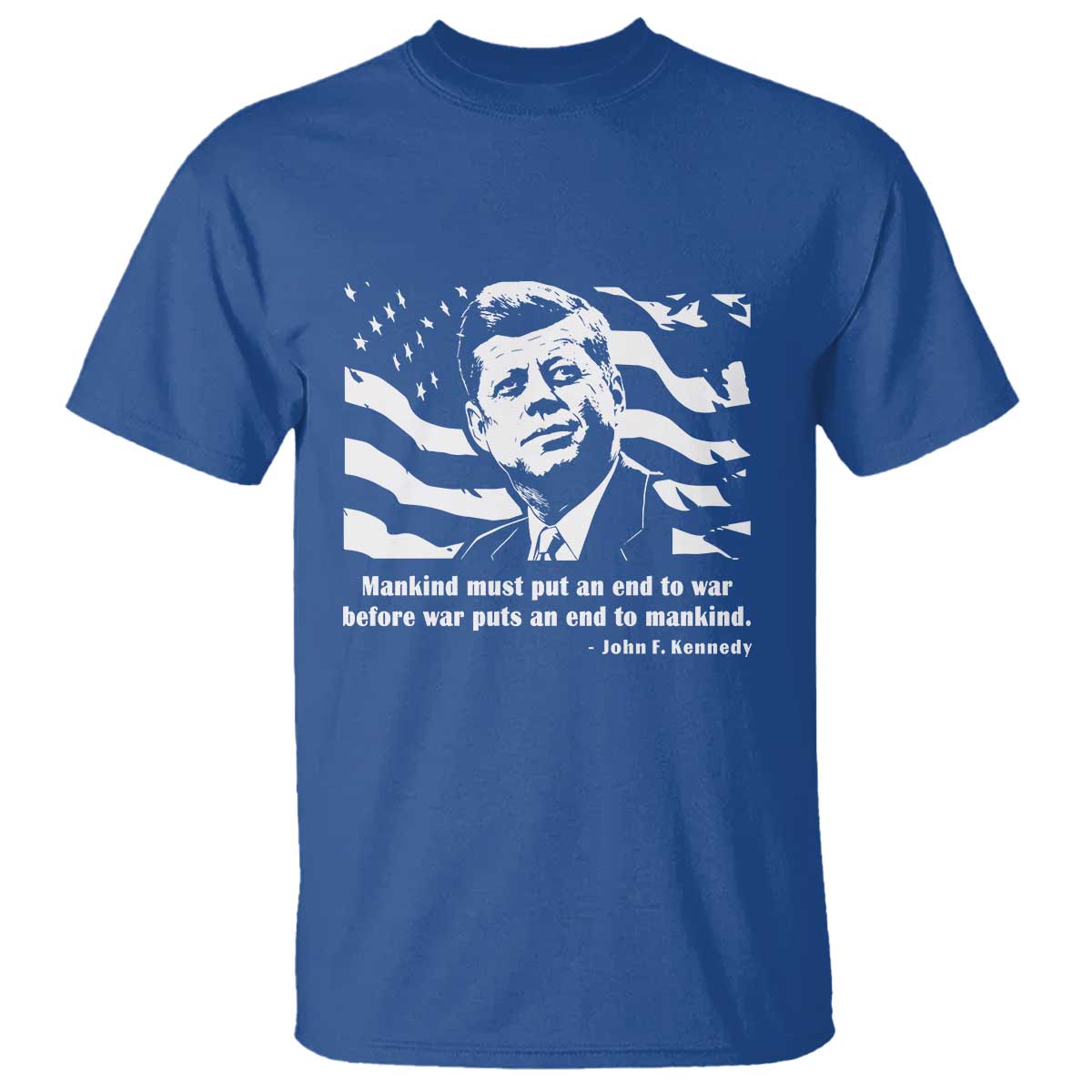 John F Kennedy Quote T Shirt American Flag US President TS14 Royal Blue Print Your Wear