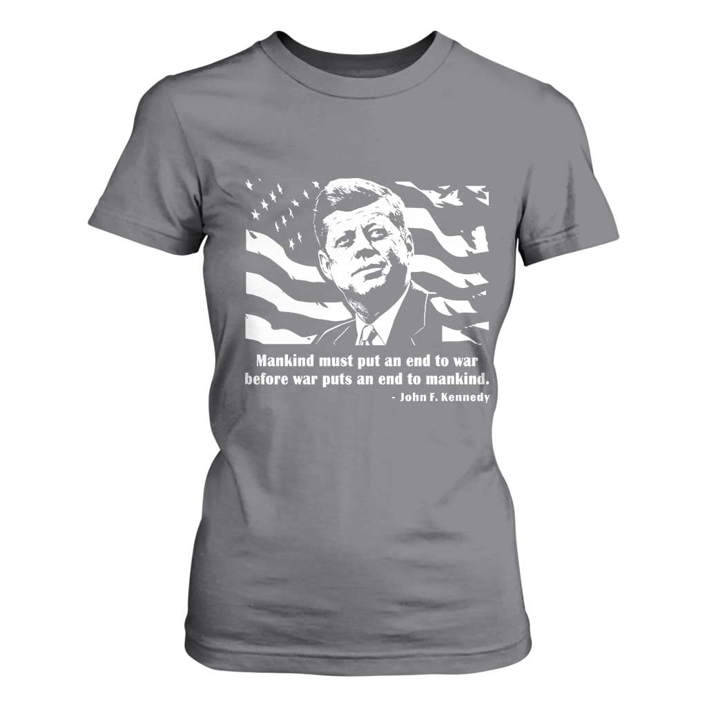 John F Kennedy Quote T Shirt For Women American Flag US President TS14 Charcoal Print Your Wear