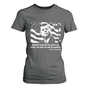 John F Kennedy Quote T Shirt For Women American Flag US President TS14 Dark Heather Print Your Wear