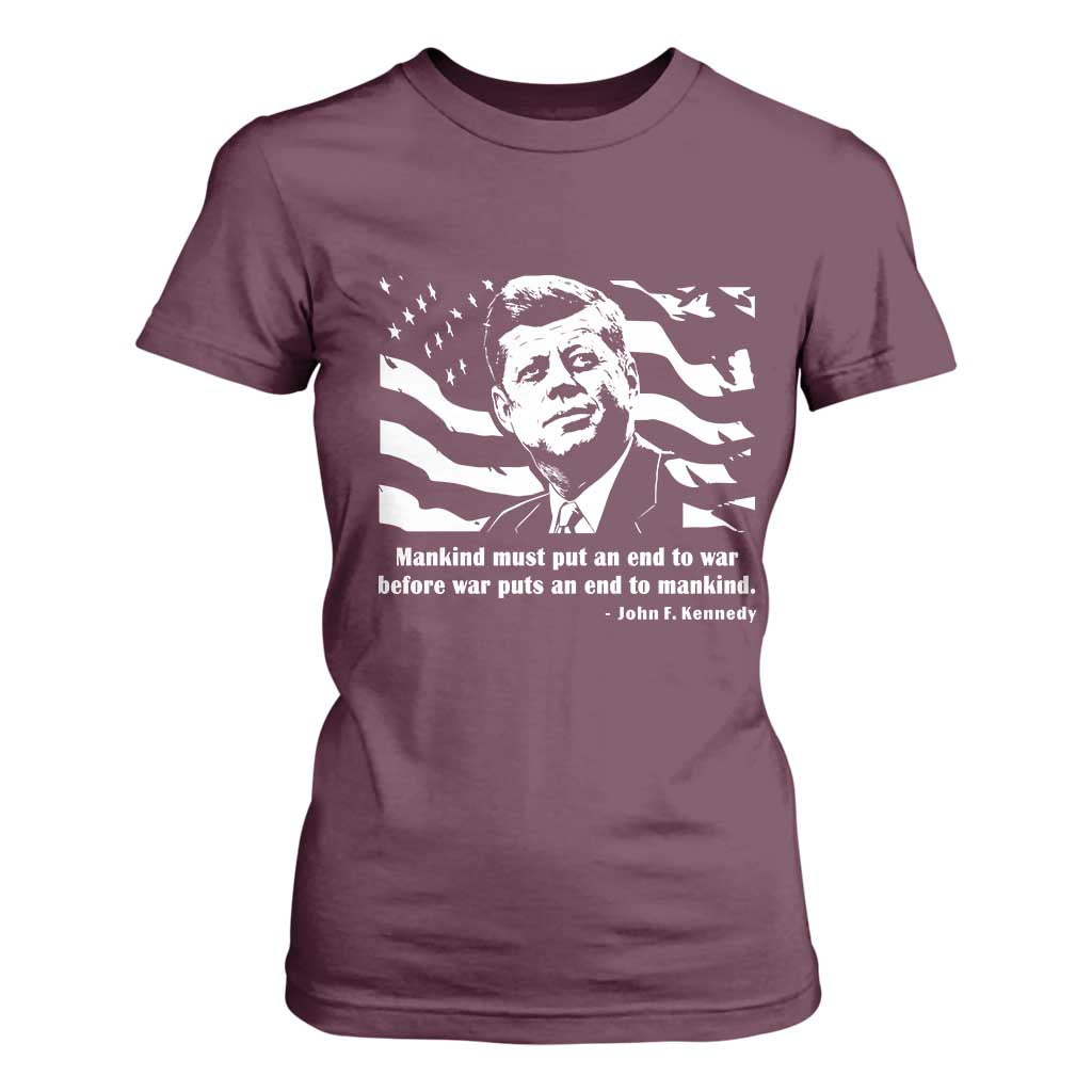 John F Kennedy Quote T Shirt For Women American Flag US President TS14 Maroon Print Your Wear
