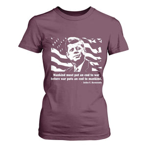John F Kennedy Quote T Shirt For Women American Flag US President TS14 Maroon Print Your Wear
