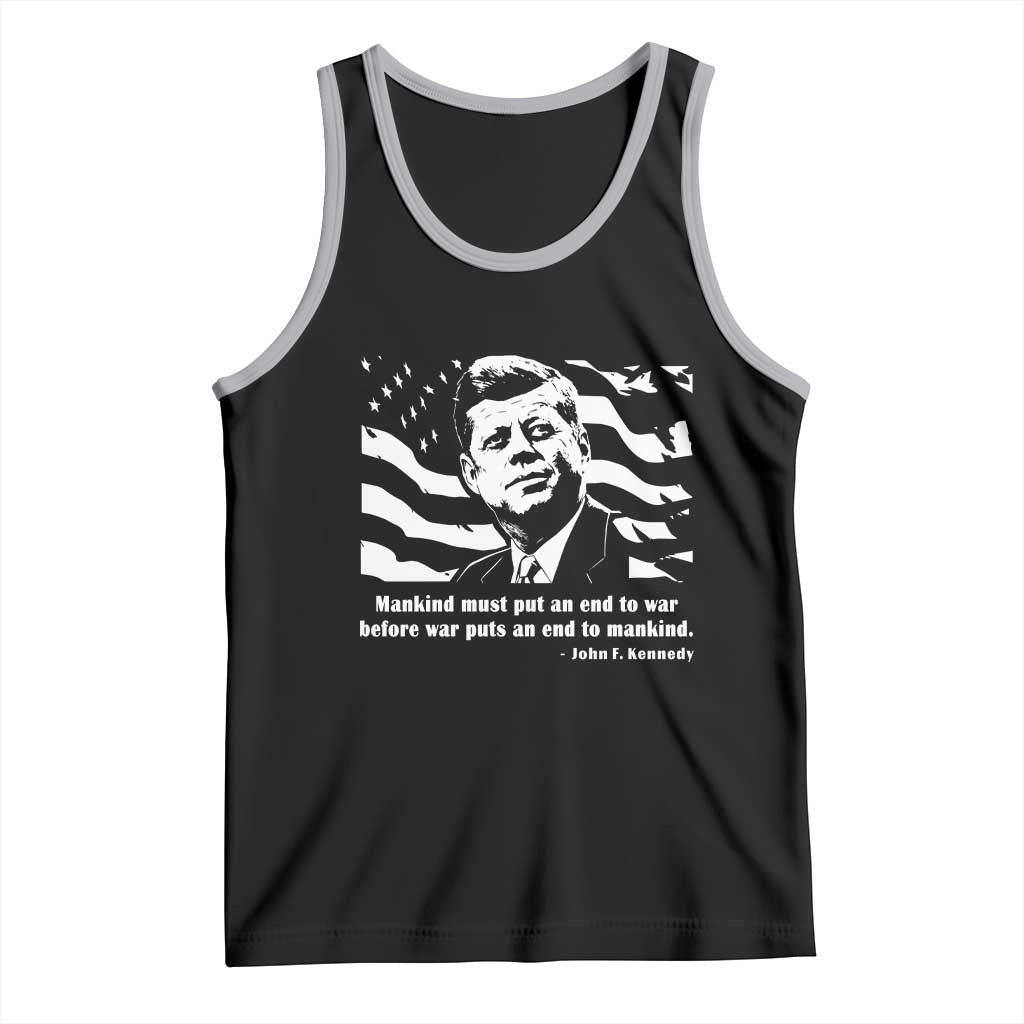 John F Kennedy Quote Tank Top American Flag US President TS14 Black Athletic Heather Print Your Wear