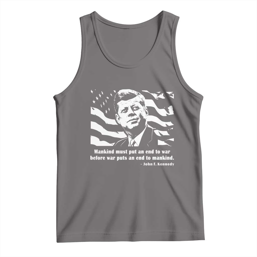 John F Kennedy Quote Tank Top American Flag US President TS14 Deep Heather Print Your Wear
