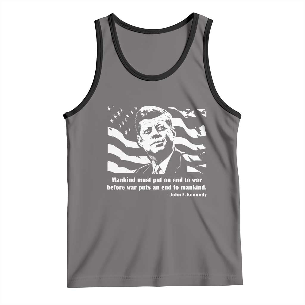John F Kennedy Quote Tank Top American Flag US President TS14 Deep Heather Black Print Your Wear