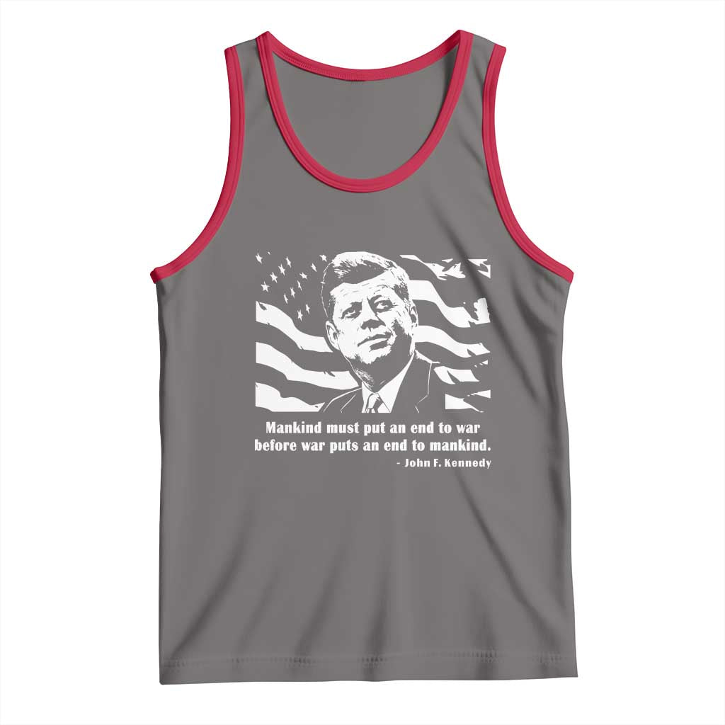 John F Kennedy Quote Tank Top American Flag US President TS14 Deep Heather Red Print Your Wear
