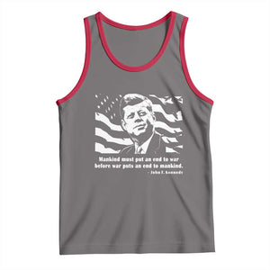 John F Kennedy Quote Tank Top American Flag US President TS14 Deep Heather Red Print Your Wear