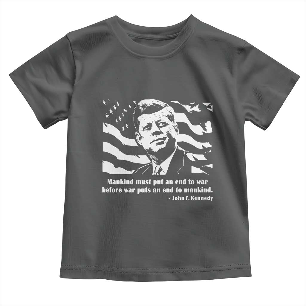 John F Kennedy Quote Toddler T Shirt American Flag US President TS14 Dark Heather Print Your Wear