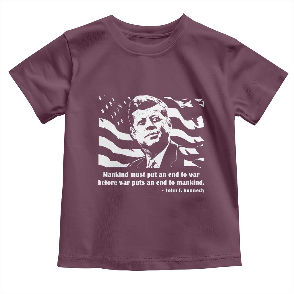John F Kennedy Quote Toddler T Shirt American Flag US President TS14 Maroon Print Your Wear