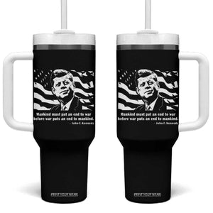 John F Kennedy Quote Tumbler With Handle American Flag US President TS14 One Size: 40 oz Black Print Your Wear