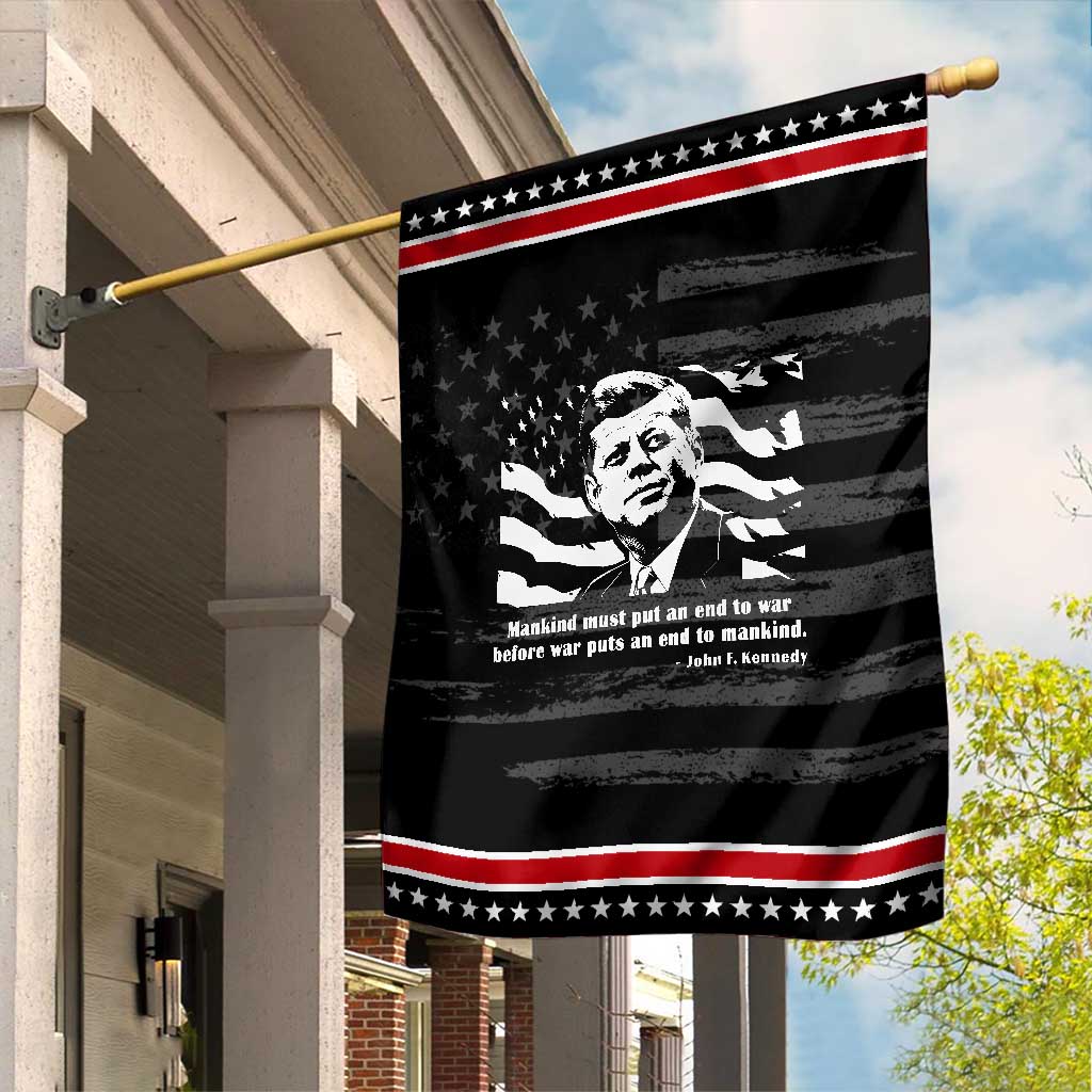 John F Kennedy Quote Garden Flag American Flag US President TS14 Distressed Black Red Print Your Wear