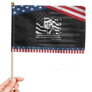 John F Kennedy Quote Patriotic Handheld Flag American Flag US President