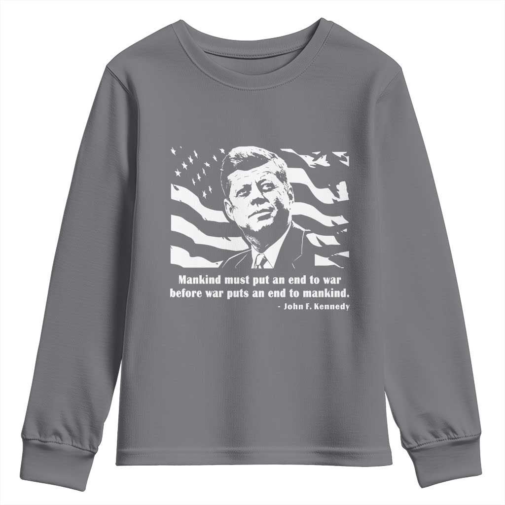 John F Kennedy Quote Youth Sweatshirt American Flag US President TS14 Charcoal Print Your Wear