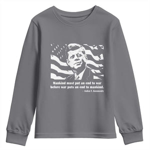 John F Kennedy Quote Youth Sweatshirt American Flag US President TS14 Charcoal Print Your Wear