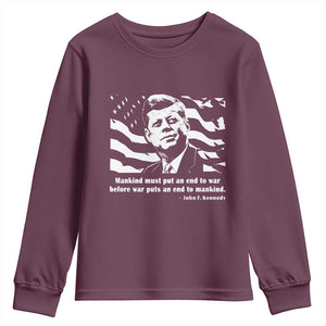 John F Kennedy Quote Youth Sweatshirt American Flag US President TS14 Maroon Print Your Wear