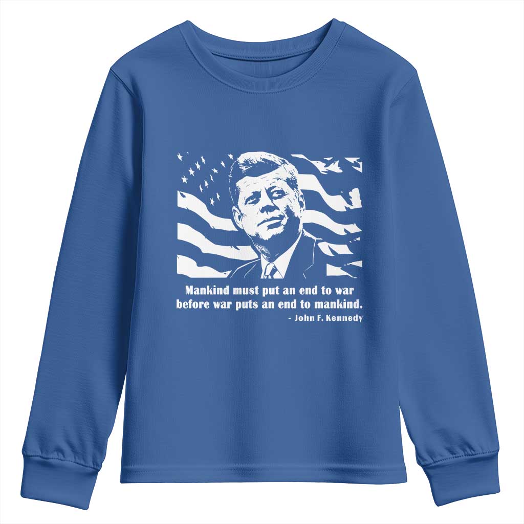 John F Kennedy Quote Youth Sweatshirt American Flag US President TS14 Royal Blue Print Your Wear