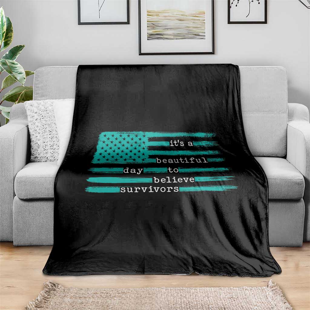 Sexual Assault Awareness Throw Blanket It's a Beautiful Day To Believe Survivors TS14 Print Your Wear
