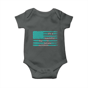 Sexual Assault Awareness Baby Onesie It's a Beautiful Day To Believe Survivors TS14 Dark Heather Print Your Wear