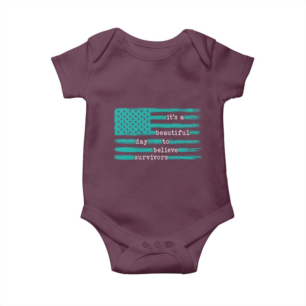Sexual Assault Awareness Baby Onesie It's a Beautiful Day To Believe Survivors TS14 Maroon Print Your Wear
